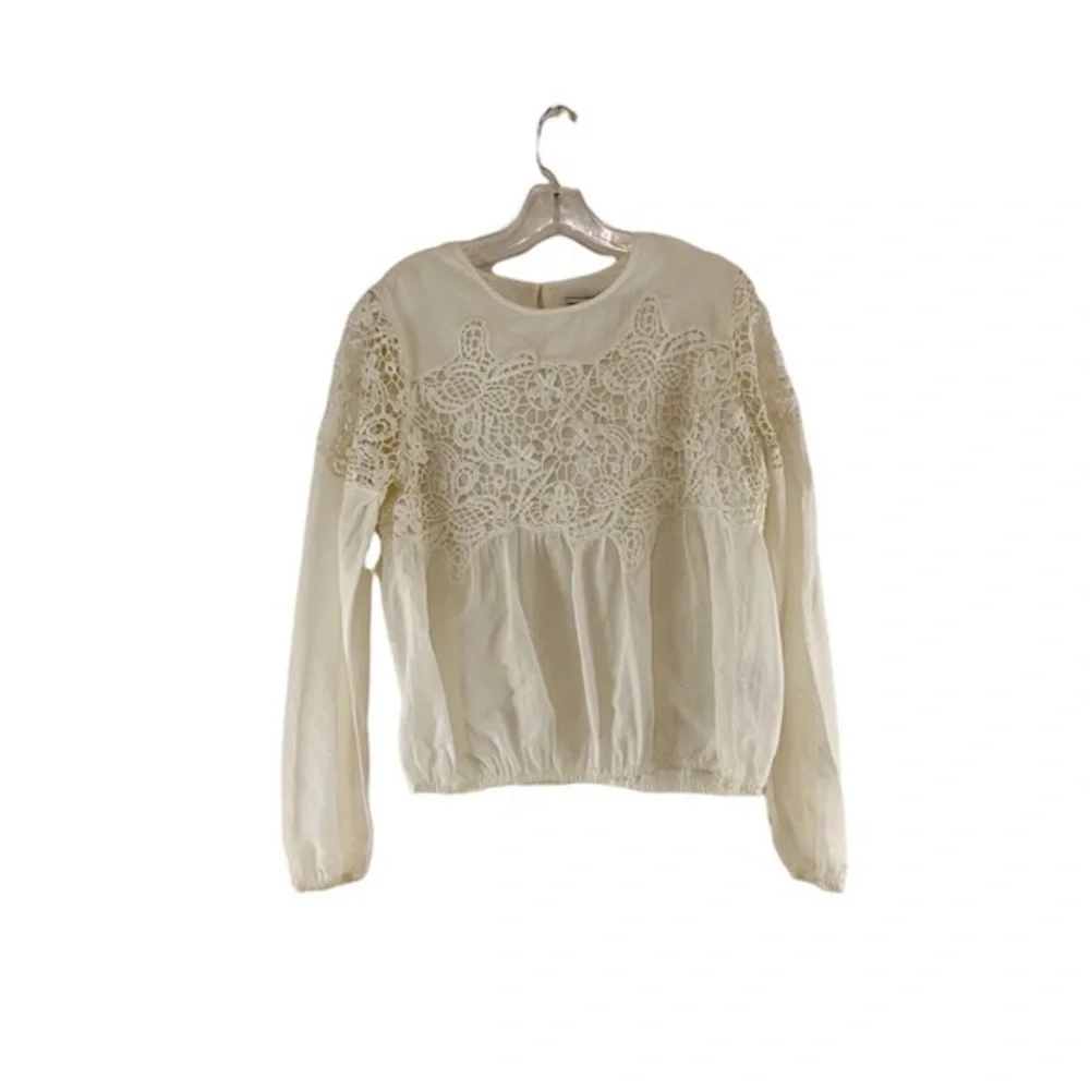 Abercrombie & Fitch Crochet Boho Cream Off-White Long Sleeve Blouse Size M - Picture 6 of 7